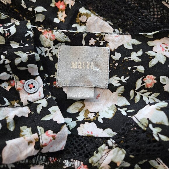 ANTHROPOLOGIE - Maeve Boho black floral blouse with cutout detailing - Picture 10 of 10